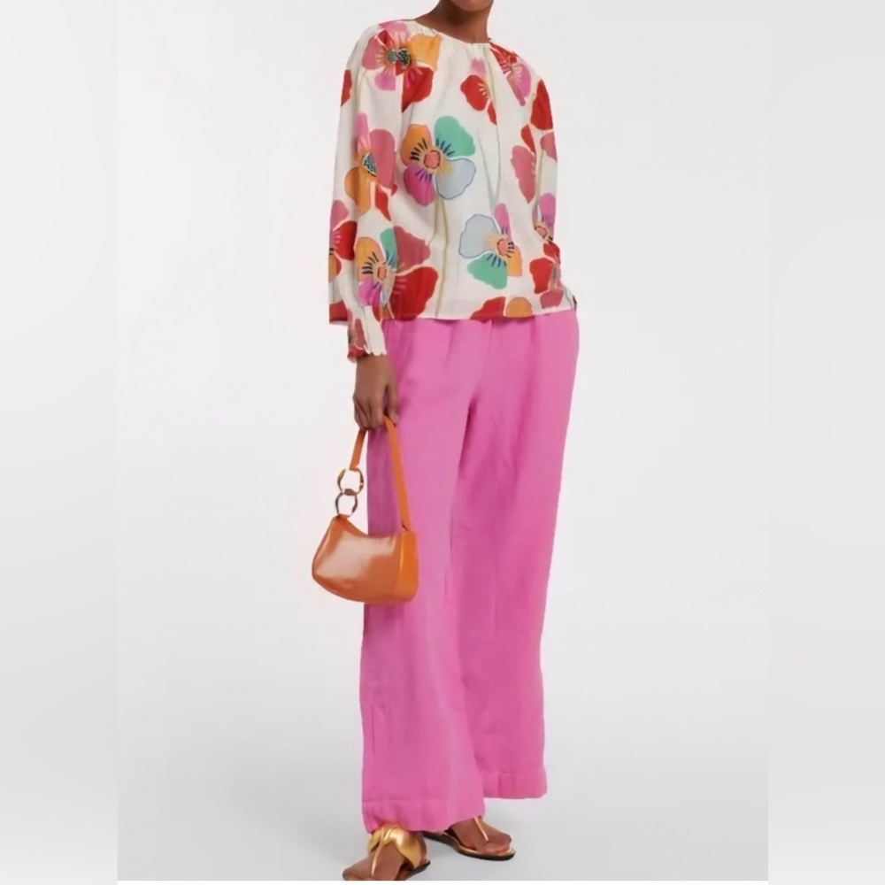 Velvet by Graham & Spencer Floral Peasant Blouse M silk/cotton blend - Picture 9 of 11